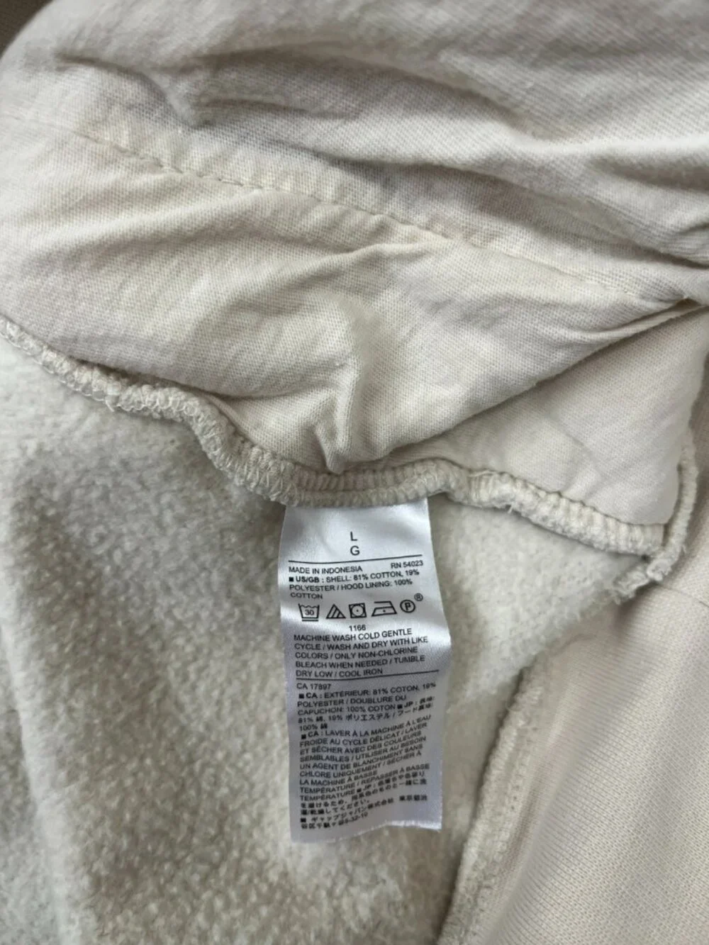 Banana Republic Men's Hoodie Sweatshirt Size Large Ivory Pullover Hooded